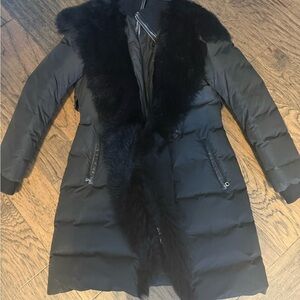 Mackage Black Puffer Coat with Fur Trim